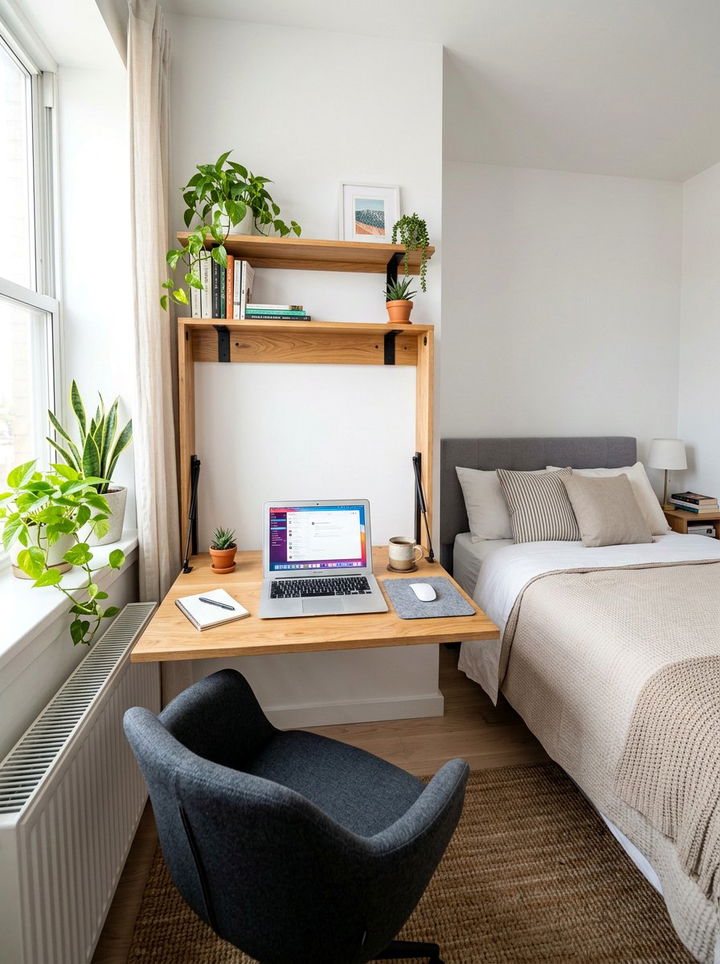 Wall Fold Down Desk - 30 compact bedroom ideas