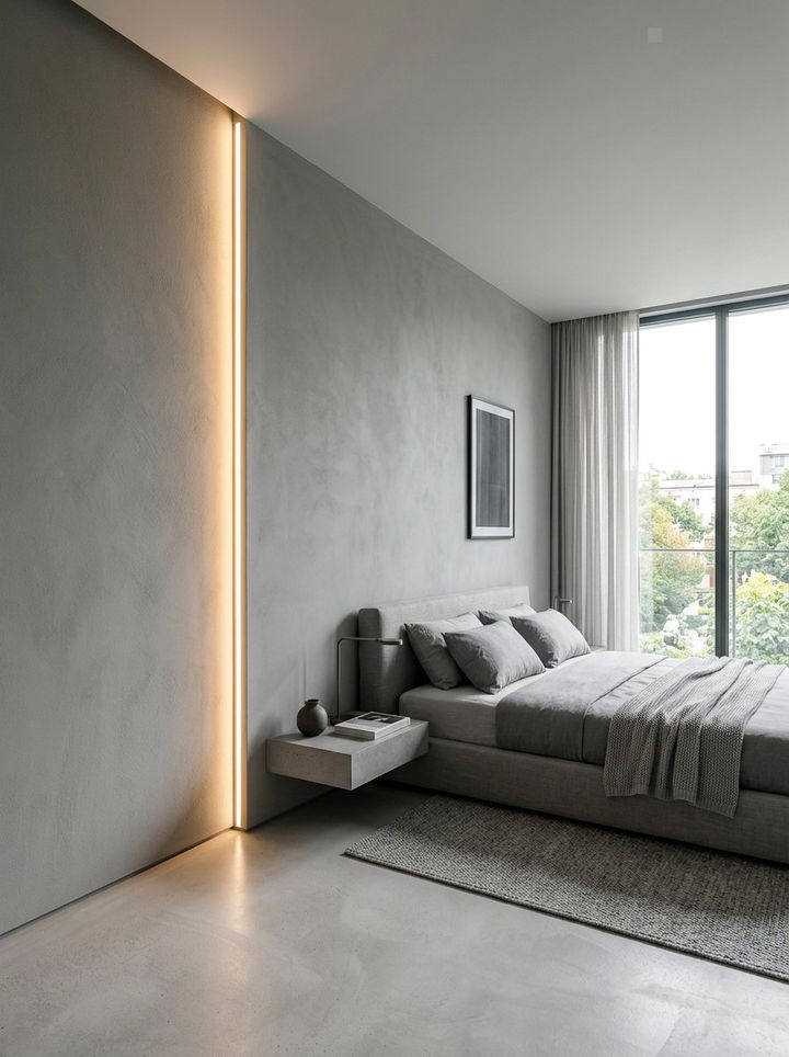 Wall Groove LED - 30 bedroom LED lighting ideas