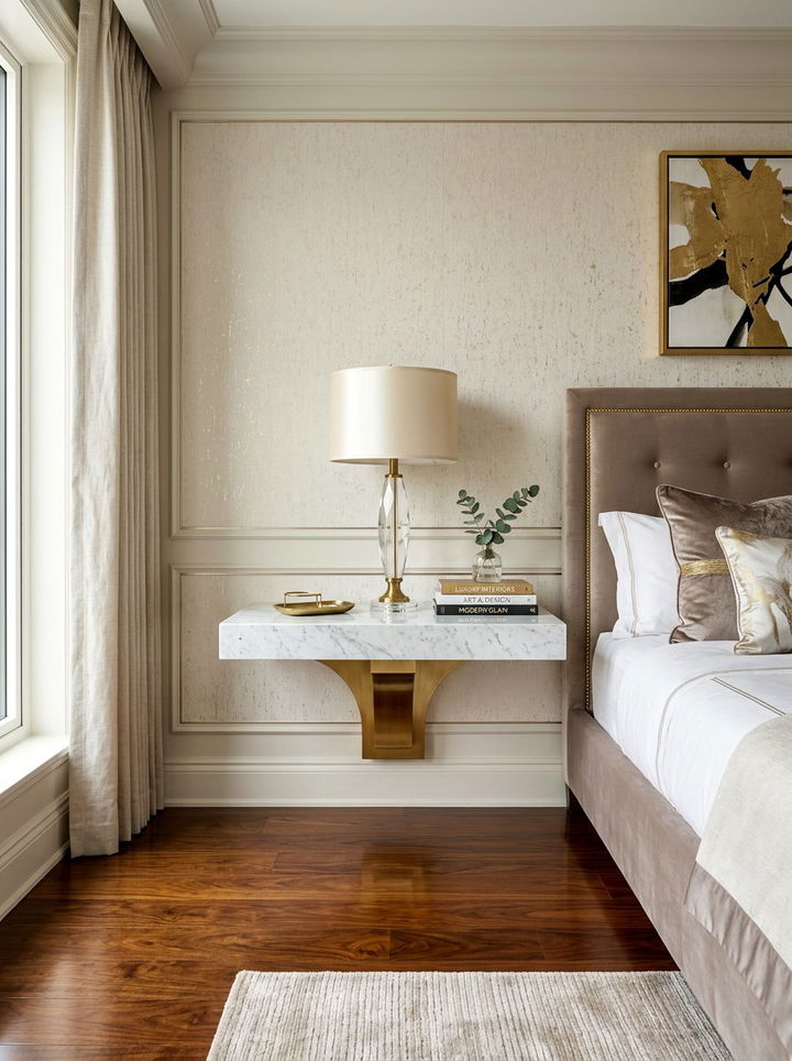 Wall Mounted Bedside Table - 30 bedroom wall storage ideas