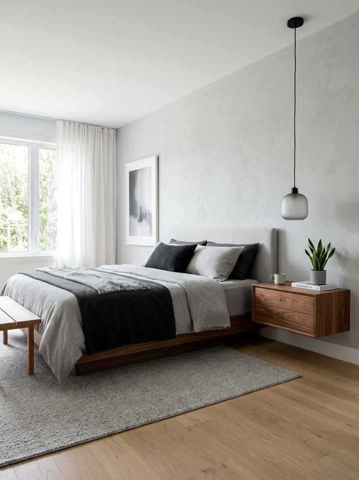 Wall Mounted Bedside Table - 30 bedroom vertical storage ideas