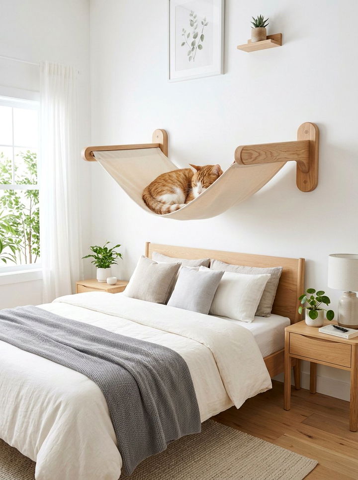 Wall Mounted Cat Hammock - 30 cat bedroom ideas