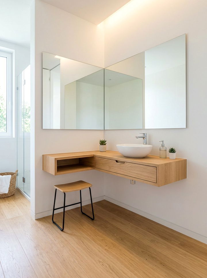 Wall Mounted Corner Vanity - 30 bedroom corner vanity ideas