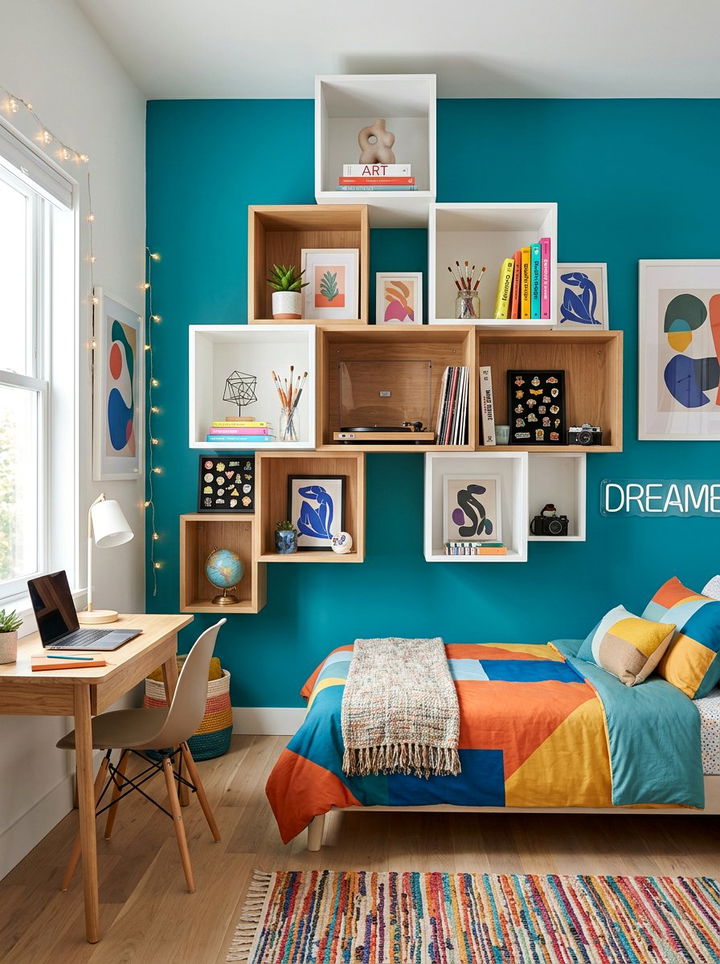 Wall Mounted Cube Storage - 30 bedroom overhead storage ideas