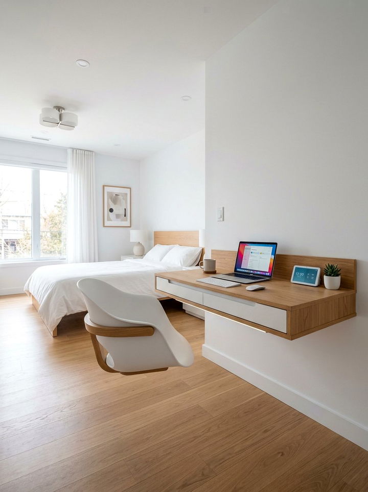 Wall Mounted Desk - 30 bedroom organization hacks