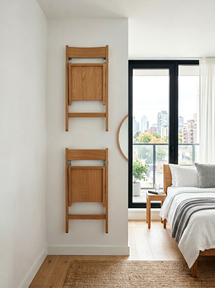 Wall Mounted Folding Chair - 30 bedroom transforming furniture ideas