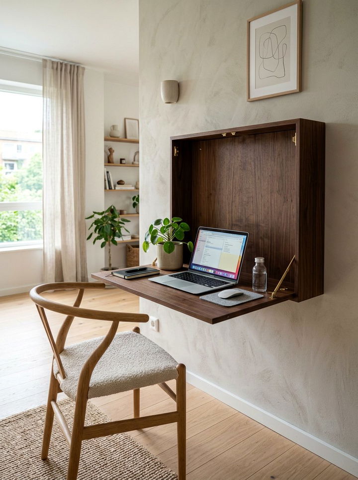 Wall Mounted Folding Desk - 30 bedroom extendable furniture ideas