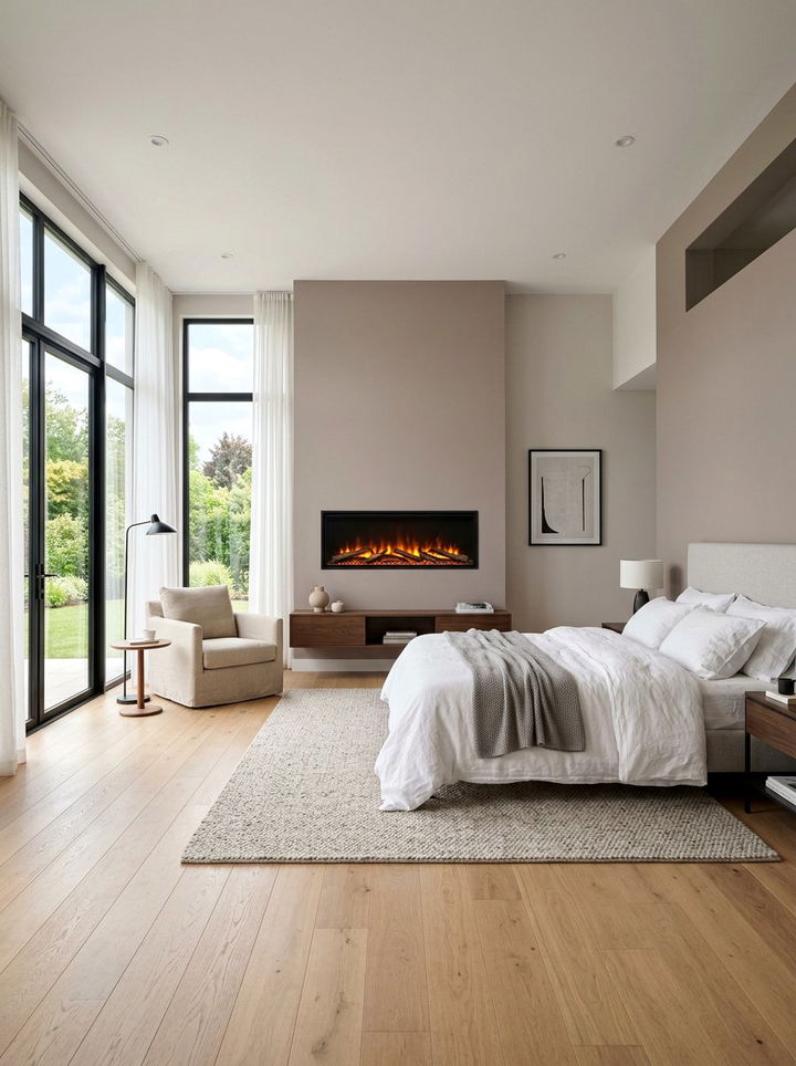 Wall Mounted Linear Electric Fireplace - 30 bedroom electric fireplace ideas