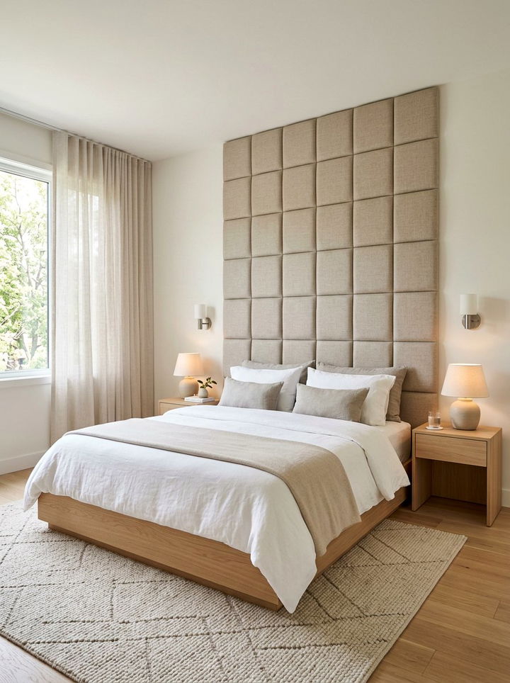 Wall Mounted Linen Headboard - 30 bedroom linen headboards