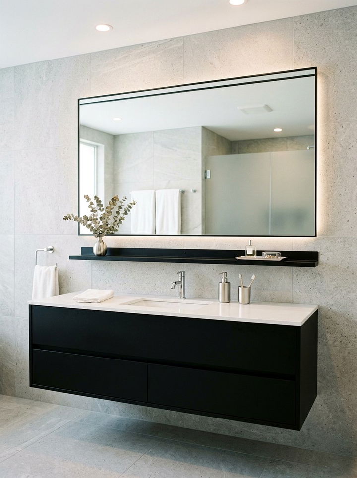 Wall Mounted Mirror Vanity - 30 bedroom floating vanity ideas