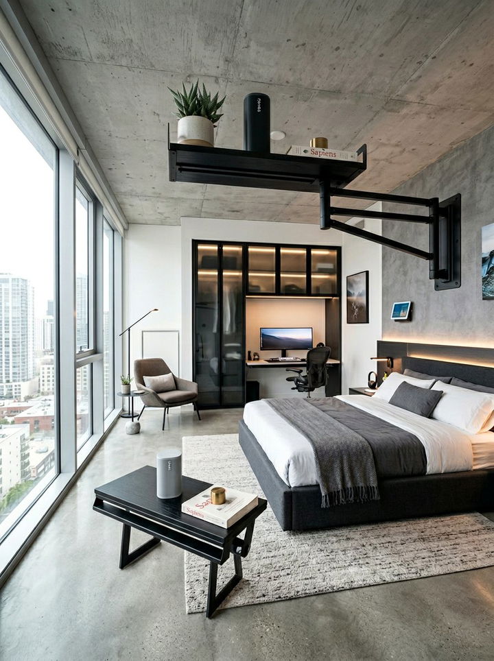 Wall Mounted Swing Shelf - 30 bedroom nightstand alternatives