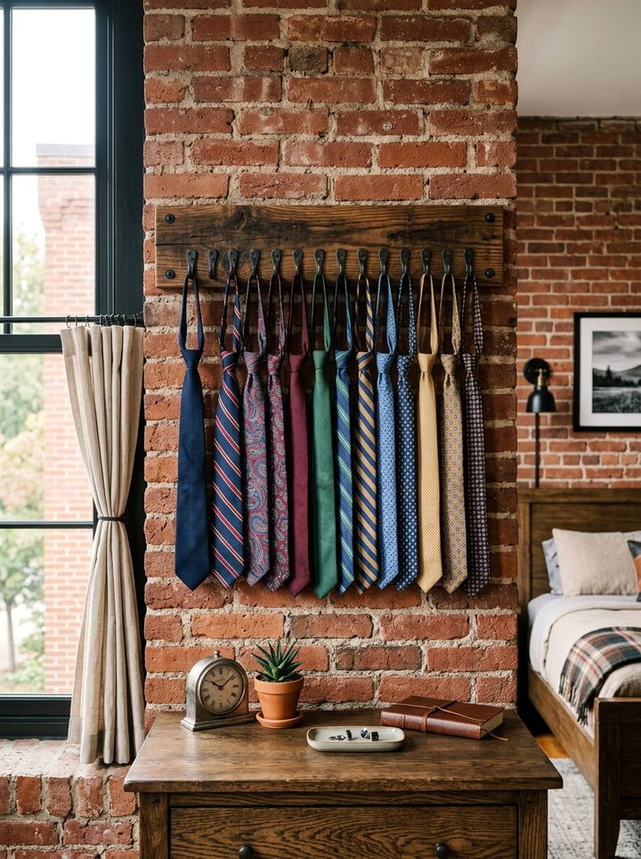 Wall Mounted Tie Rack - 30 bedroom tie storage ideas