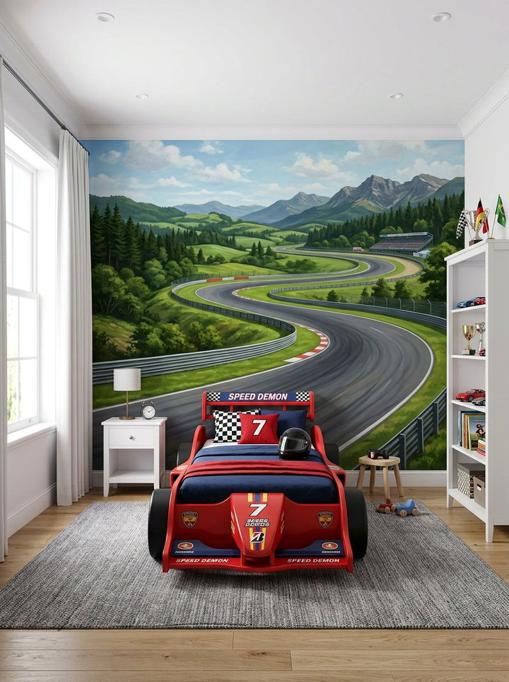 Wall Mural Race Track - 30 race car bedroom ideas