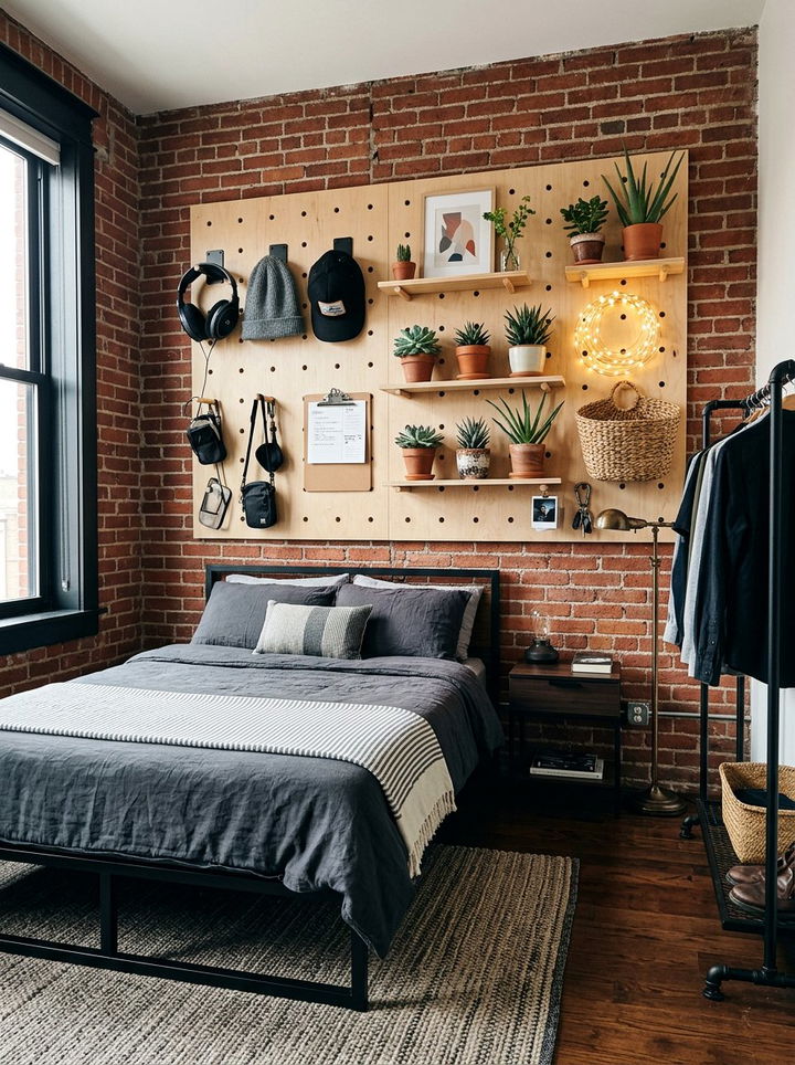 Wall Pegboard System - 30 bedroom organization ideas