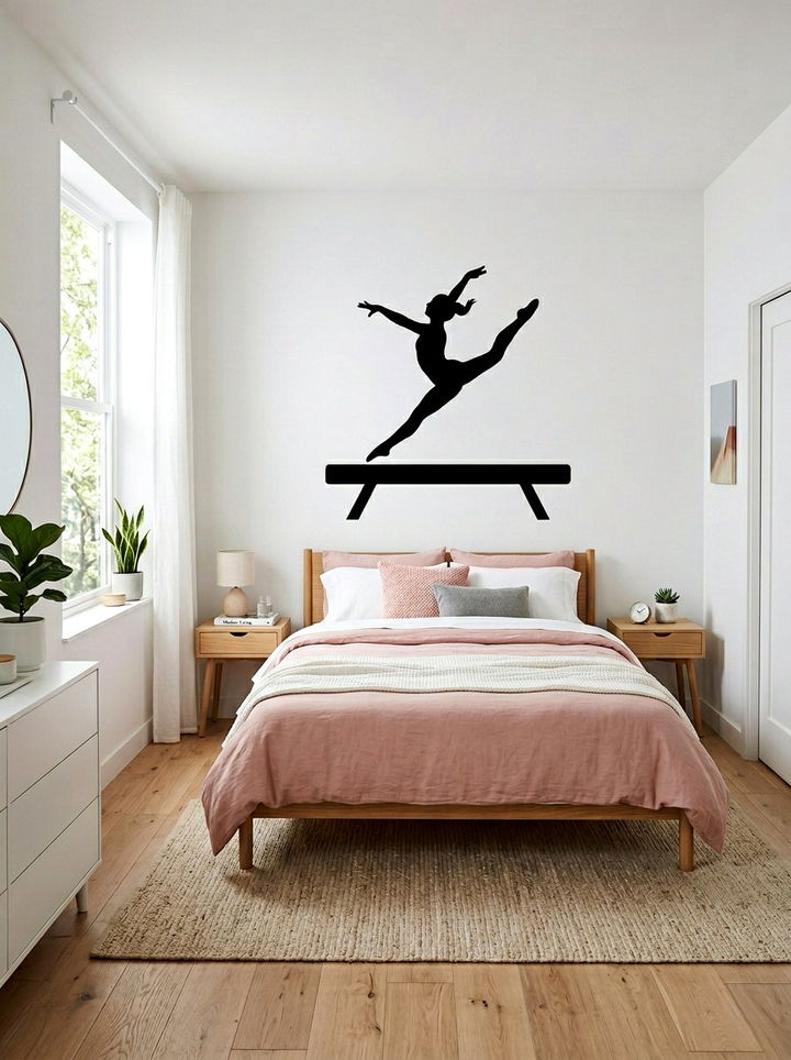 Wall decal gymnast silhouette - 30 gymnastics bedroom ideas