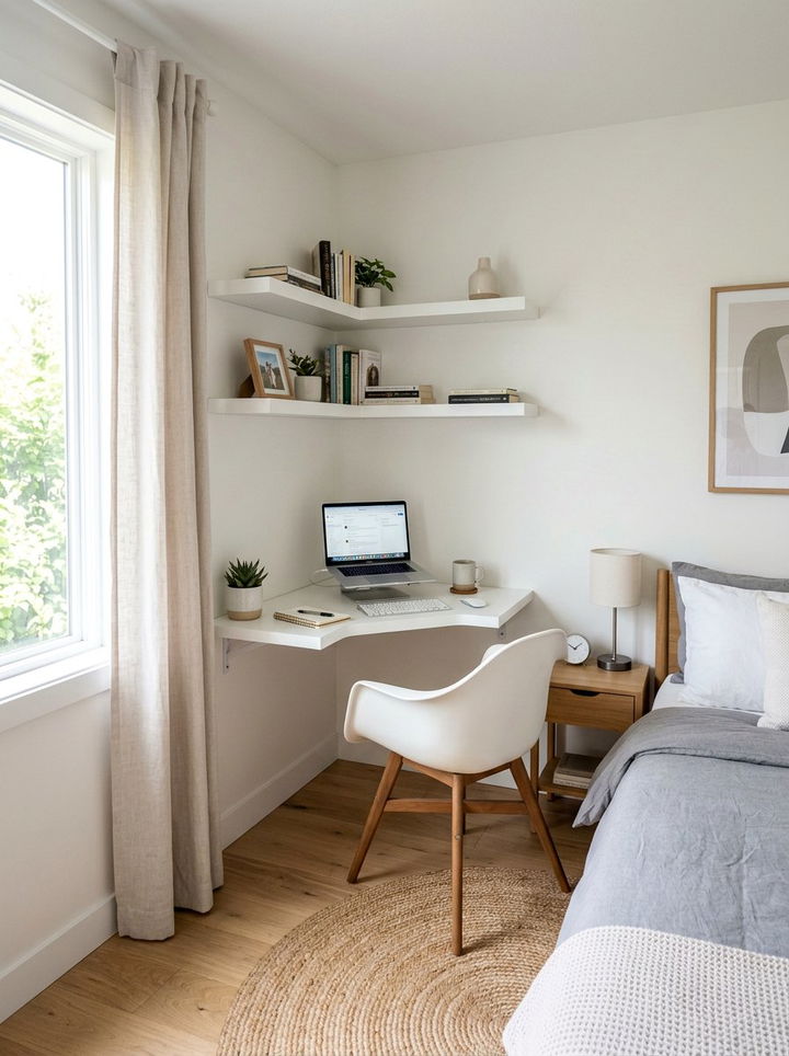 Wall mounted desk - 30 cheap bedroom furniture ideas