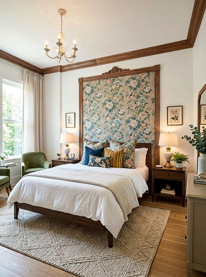 Wallpaper Accent Headboard Bedroom - 30 bedroom DIY headboard ideas