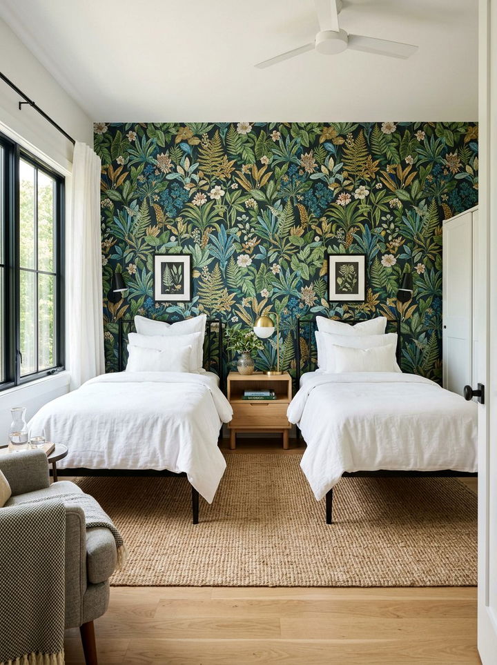 Wallpaper Accent Wall - 30 shared bedroom ideas