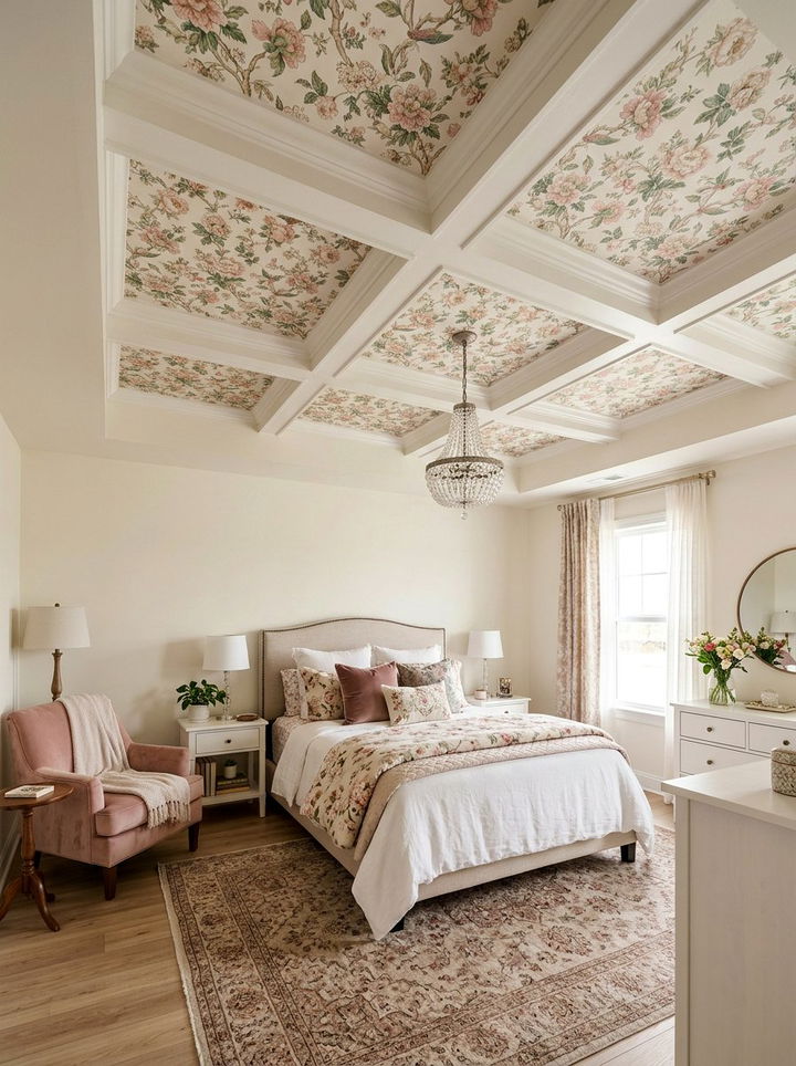 Wallpaper Inset Coffered Ceiling Bedroom - 30 bedroom coffered ceiling designs