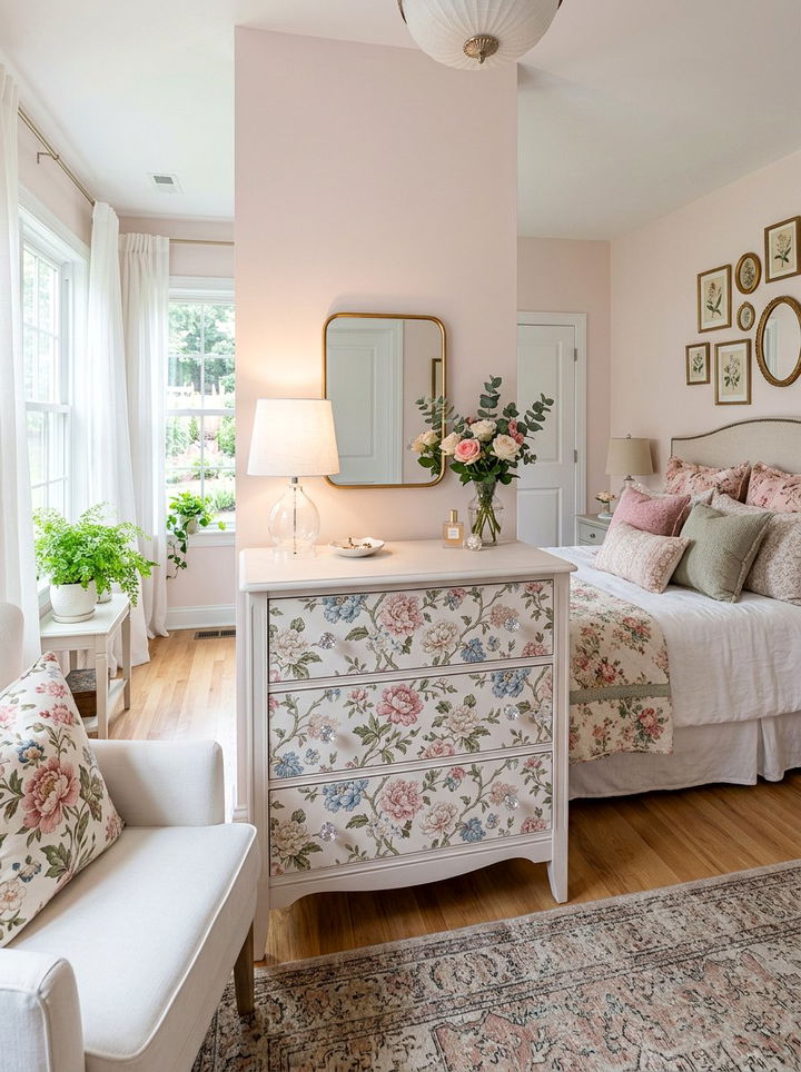 Wallpapered Bedroom Dresser - 30 DIY bedroom decor ideas