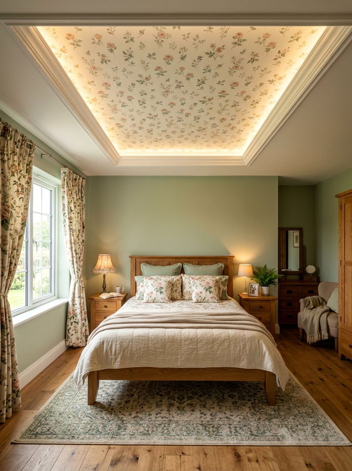 Wallpapered Center - 30 bedroom false ceiling designs