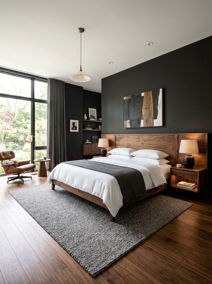 Walnut And Charcoal Bedroom - 30 dark neutral bedroom ideas