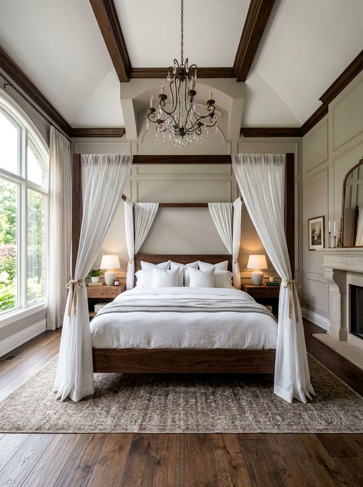 Walnut Canopy Bed - 30 walnut tone bedroom ideas
