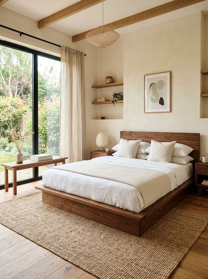 Walnut Japandi Bedroom - 30 japandi bedroom color ideas