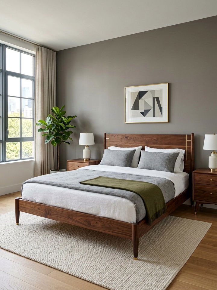 Walnut Low Profile Bed - 30 bedroom low profile beds