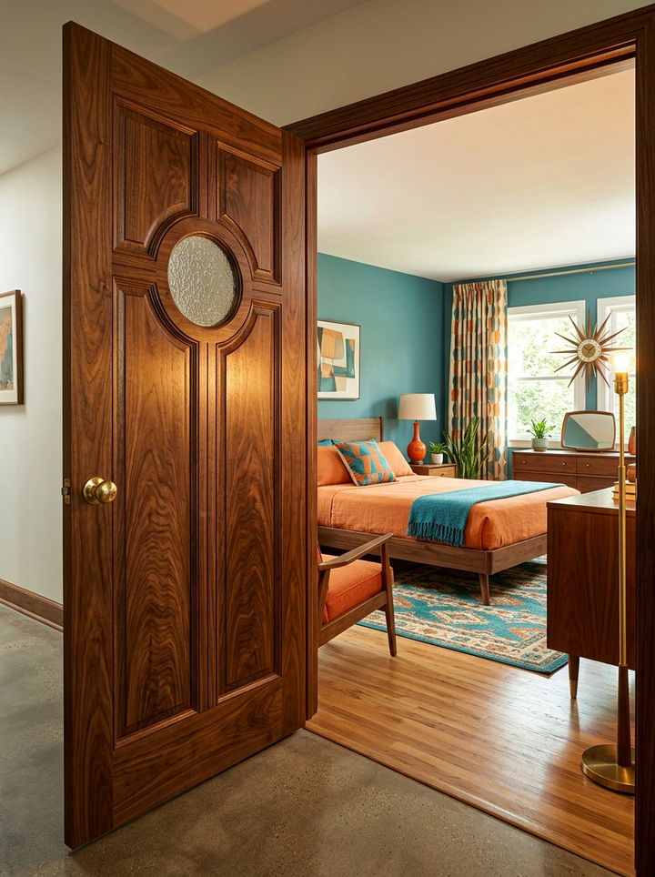 Walnut Mid Century Door - 30 bedroom barn doors