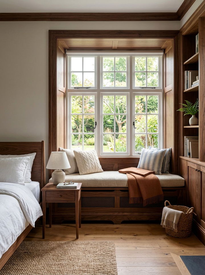 Walnut Window Seat - 30 walnut tone bedroom ideas
