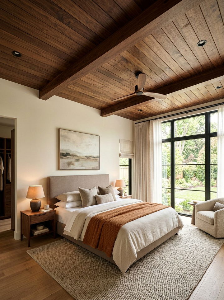 Walnut Wood Ceiling - 30 walnut tone bedroom ideas