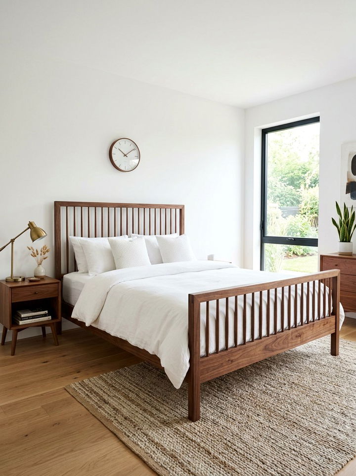 Walnut spindle bed frame - 30 bedroom bed frames