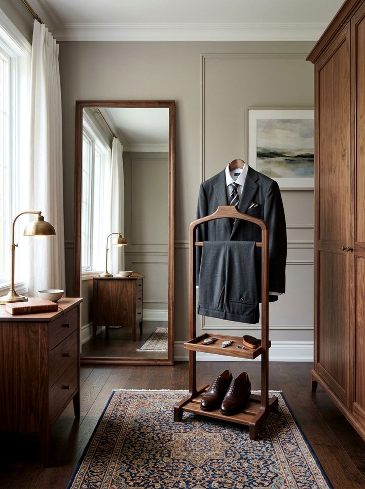 Walnut valet stand - 30 bedroom walnut furniture ideas