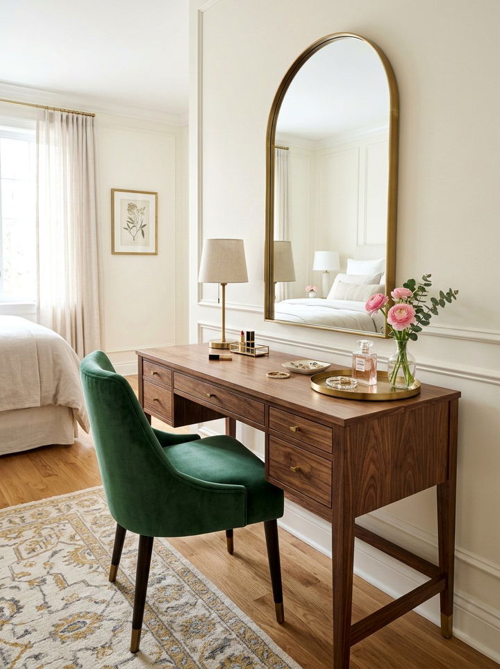 Walnut vanity table - 30 bedroom walnut furniture ideas