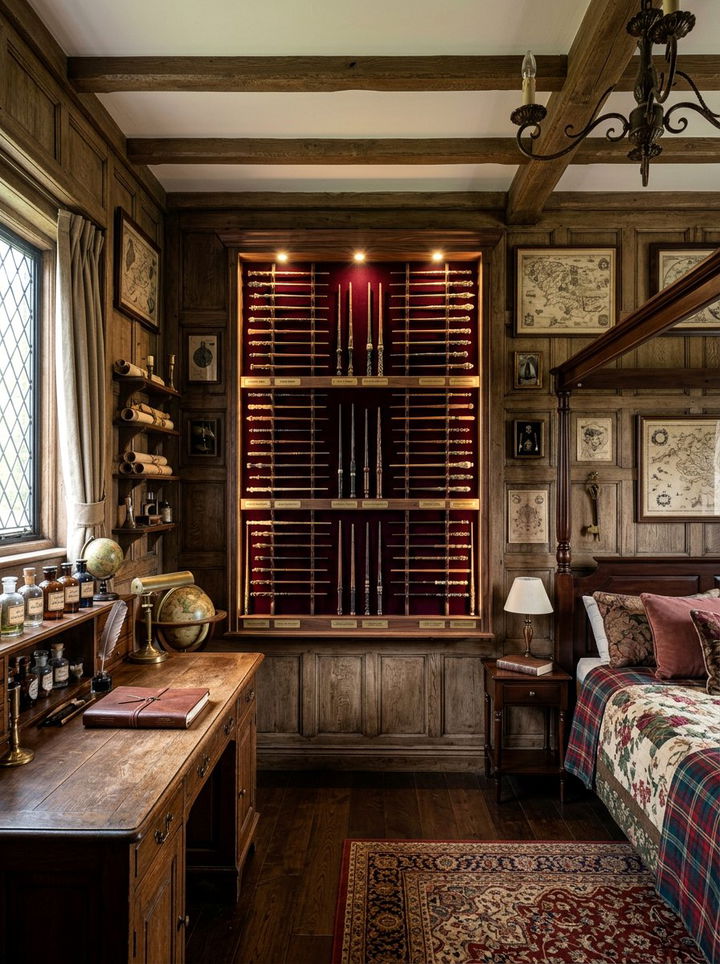 Wand Display Bedroom - 30 Harry Potter bedroom ideas