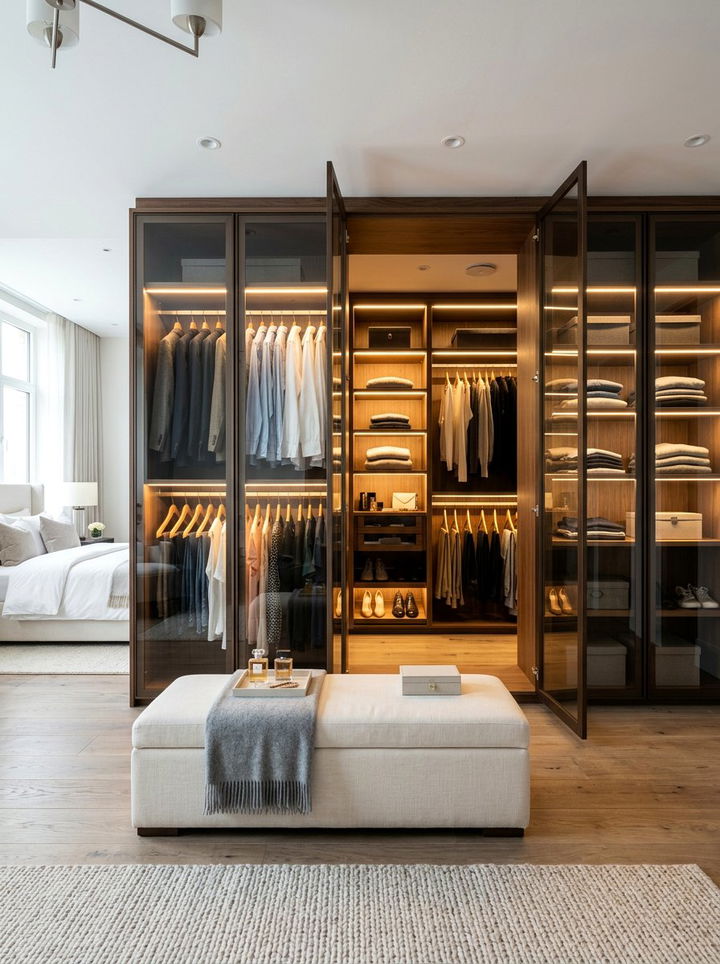 Wardrobe Integrated Light - 30 bedroom ambient lighting ideas