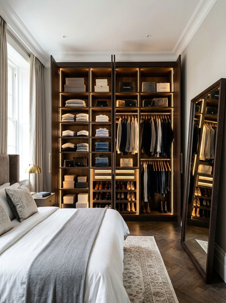 Wardrobe Internal Sensor Lighting - 30 bedroom layered lighting ideas
