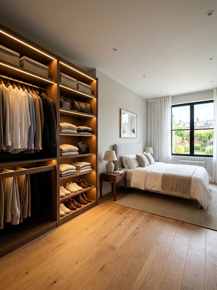 Wardrobe LED Strip - 30 bedroom accent lighting ideas