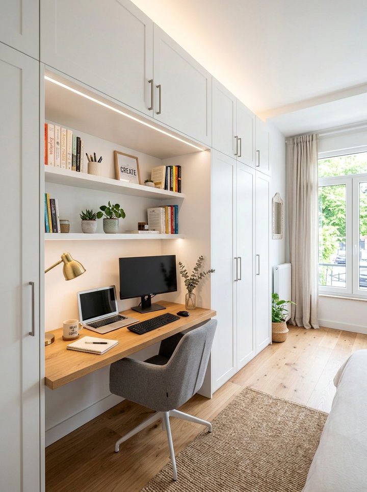 Wardrobe Study Nook - 30 bedroom multi-functional ideas