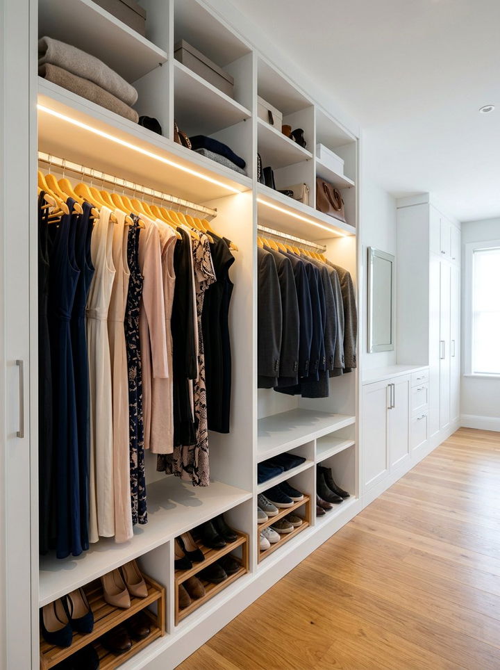 Wardrobe rail led lighting - 30 bedroom led strip lights ideas