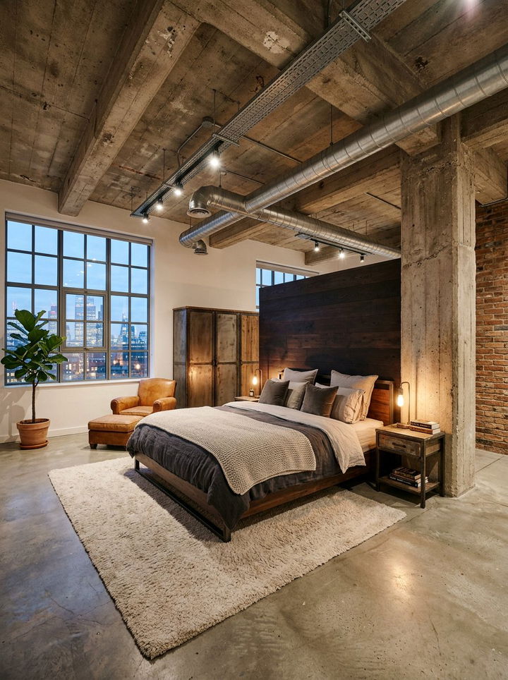 Warehouse Conversion Bedroom - 30 exposed ductwork bedroom ideas