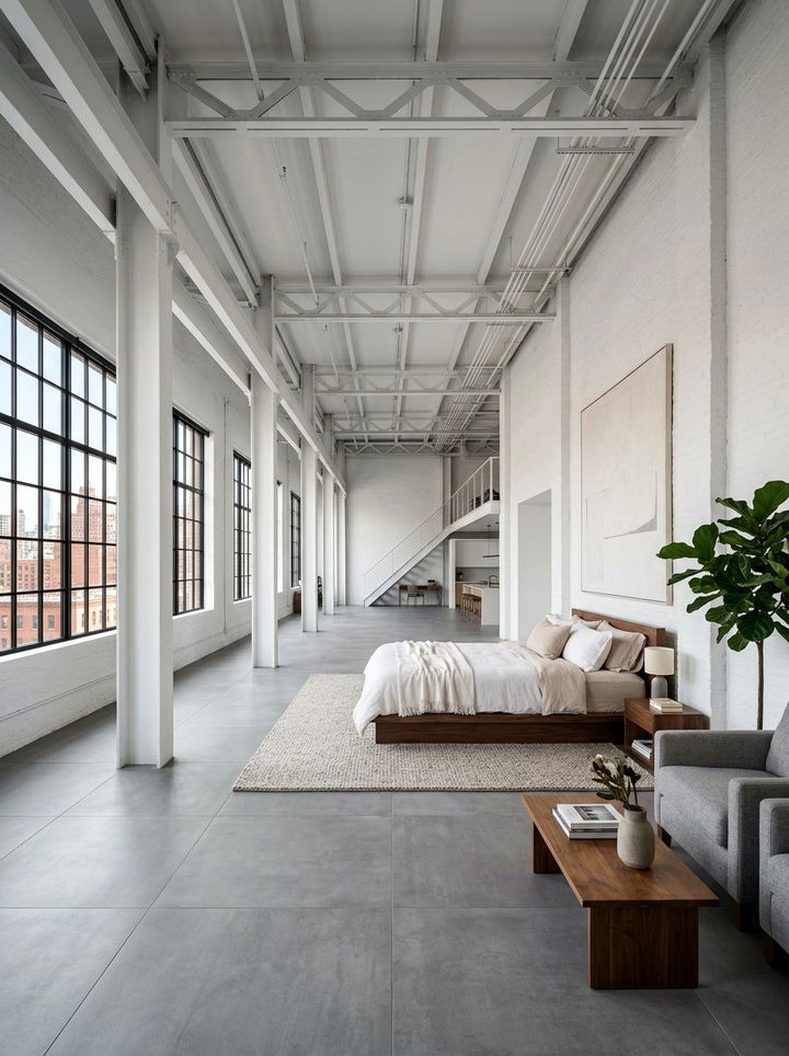 Warehouse White Industrial Bedroom - 30 industrial white bedroom ideas