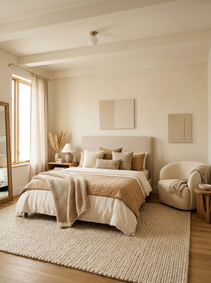 Warm Beige Texture Bedroom - 30 unisex bedroom ideas