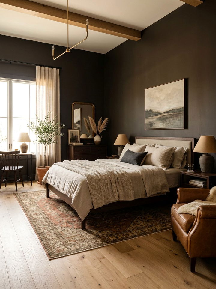 Warm Black Bedroom - 30 bedroom black walls