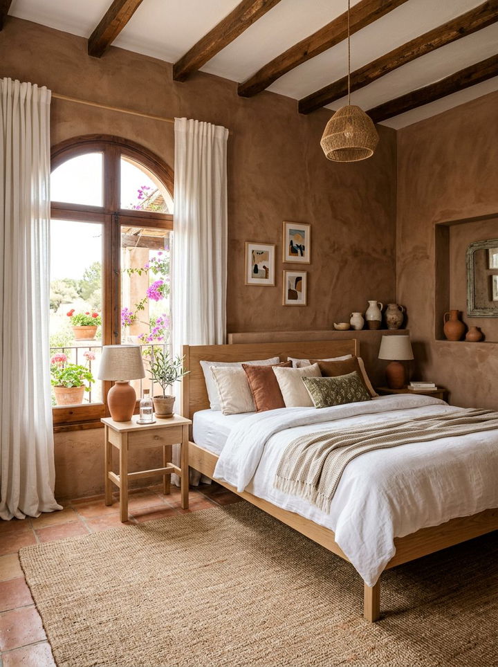 Warm Brown Terracotta Walls - 30 warm brown bedroom ideas