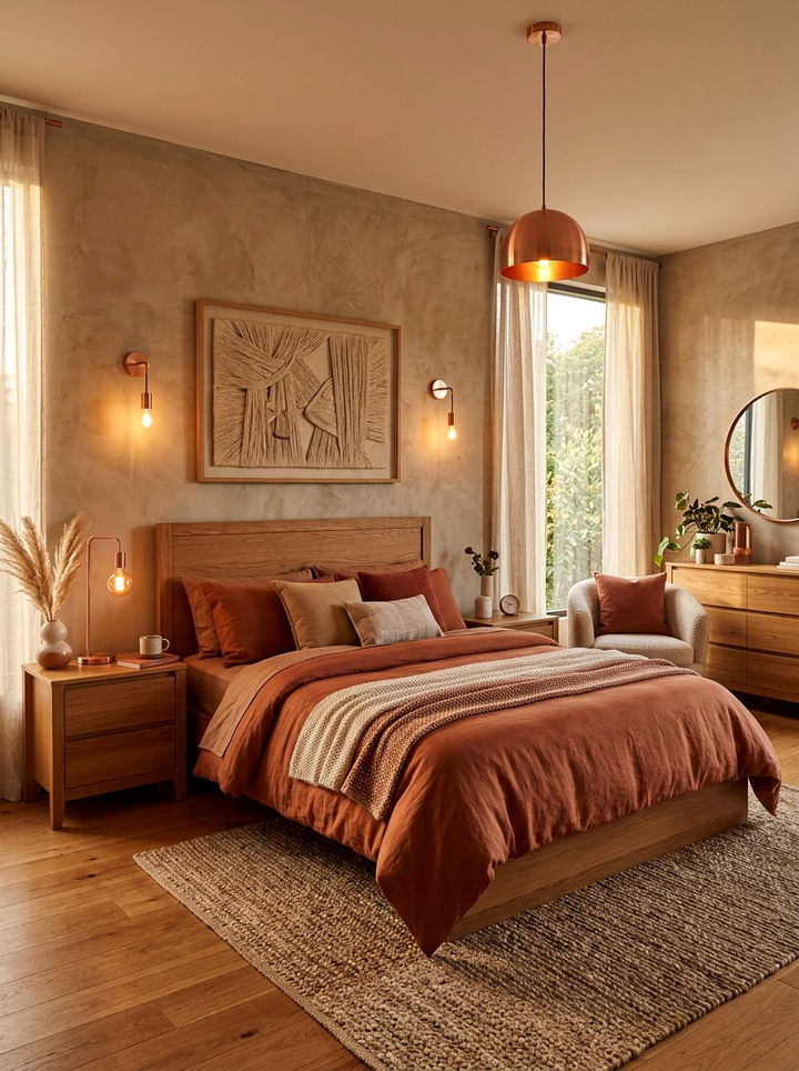 Warm Concrete Tone Bedroom - 30 concrete wall bedroom ideas