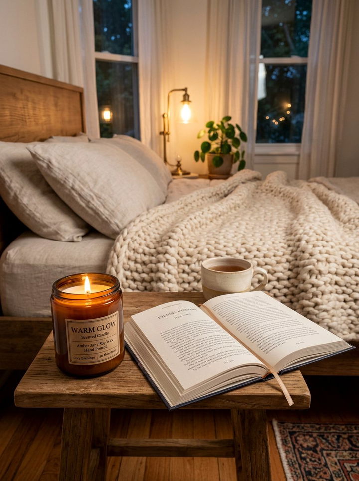 Warm Glow Scented Candle - 30 amber bedroom ideas