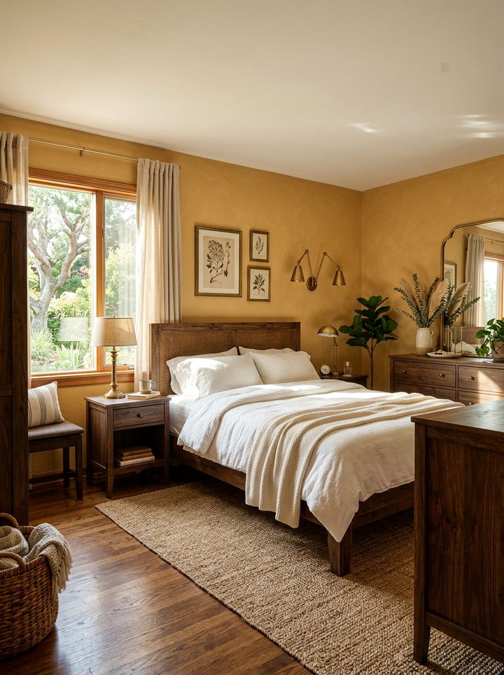 Warm Ochre Wall Paint - 30 Mediterranean bedroom ideas