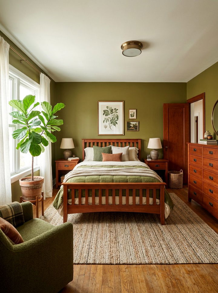 Warm Olive Green Bedroom - 30 cool green bedroom ideas