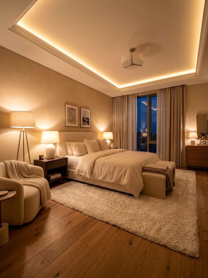 Warm White Ambient Lighting - 30 warm white bedroom ideas